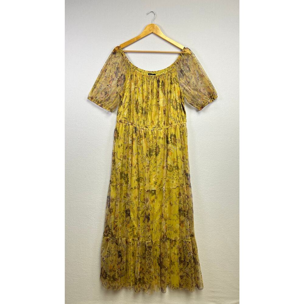 Candalite Woman’s yellow floral off the shoulder maxi‎ dress 3X